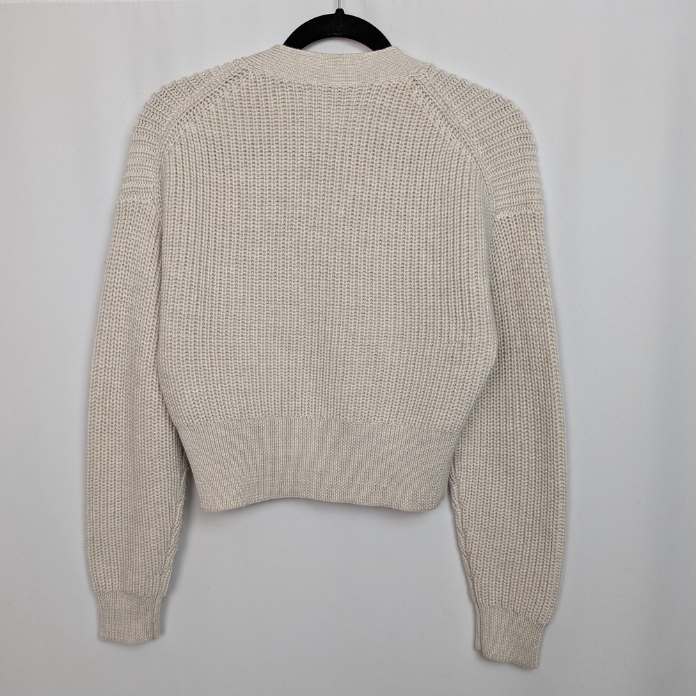 Babaton Cream Ribbed V-Neck Button Cardigan - Picture 3 of 13